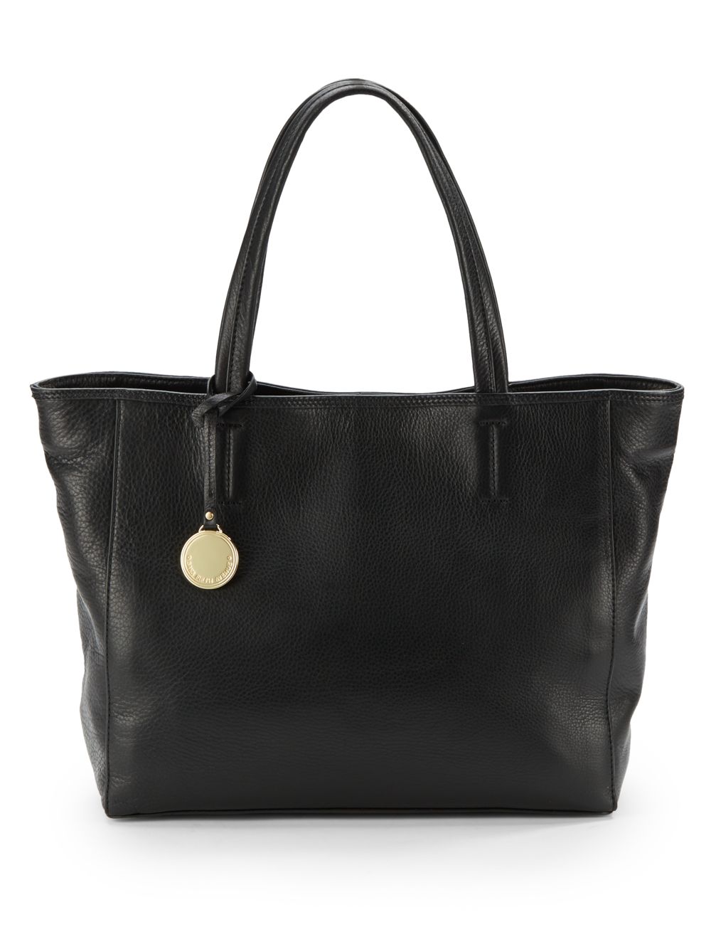 Saks Fifth Avenue Black Leather Tote Bag in Black | Lyst