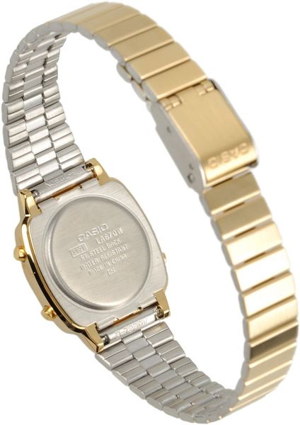 gold casio watch on wrist