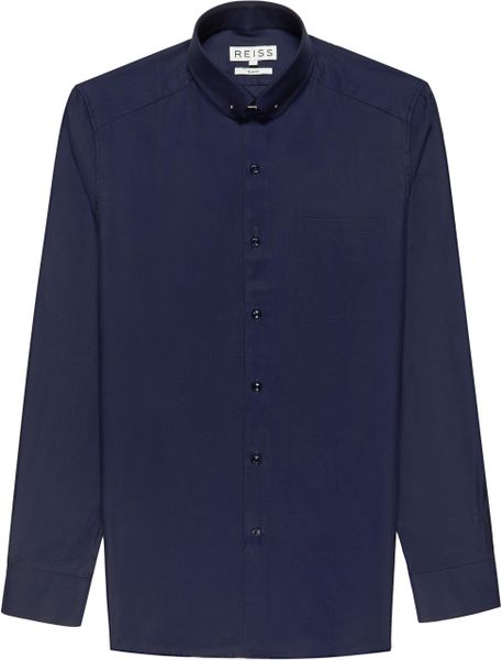 Reiss Keaton Shirt with Collar Bar in Blue for Men (NAVY) | Lyst