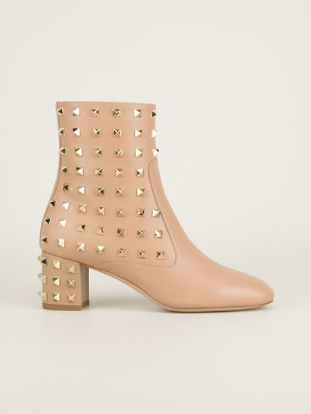 beige studded ankle boots