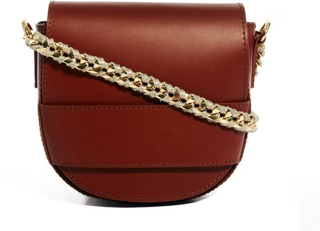 Asos Leather Cross Body Bag with Chain Strap in Brown (Tan) | Lyst