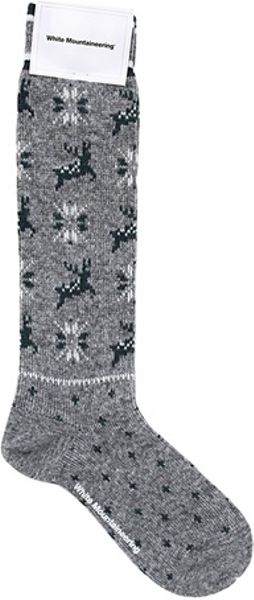 ... Reindeer Pattern Wool Blend Socks in Gray for Men (GREY) | Lyst