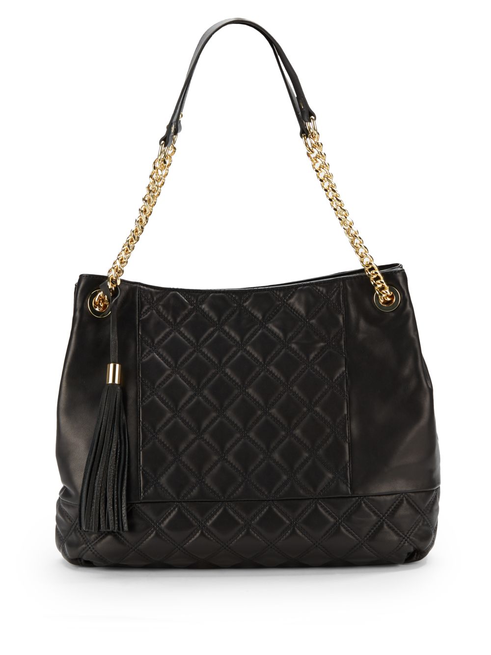 Saks Fifth Avenue Black Label Sandra Quilted Leather Drawstring Bucket Bag in Black | Lyst