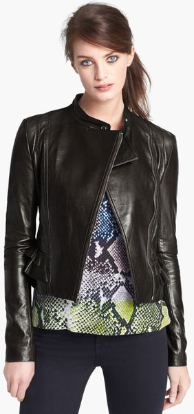 Diane Von Furstenberg Heaven Crop Leather Jacket in Black - Lyst