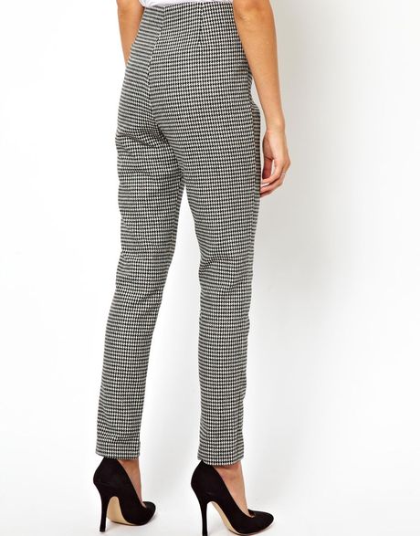 dogtooth print trousers