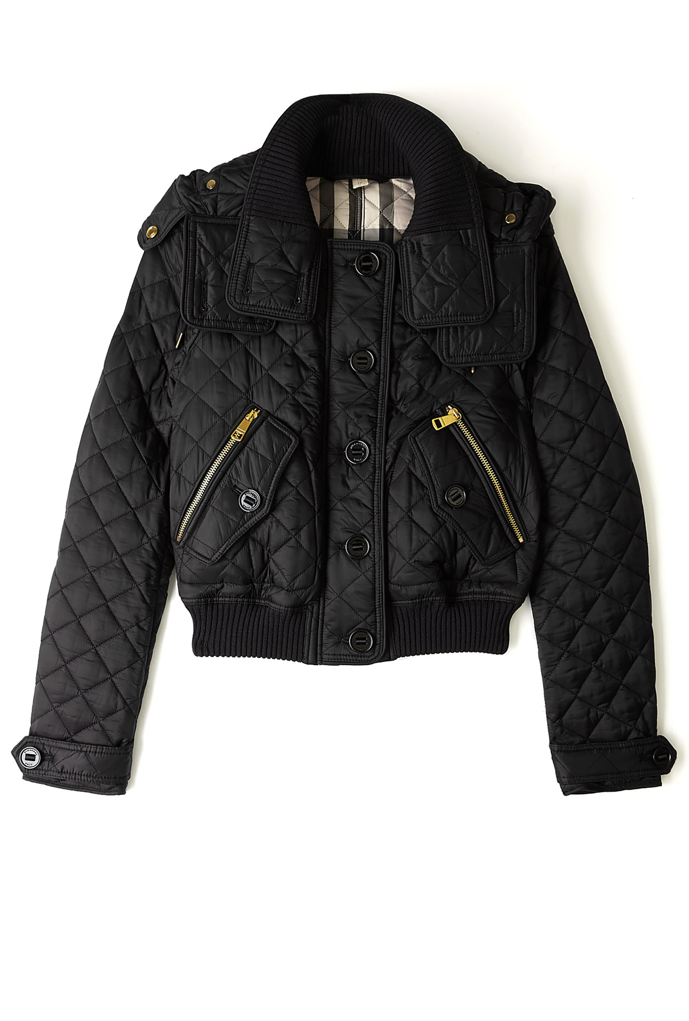 Burberry Brit Detachable Hood Quilted Bomber Jacket in Black Lyst