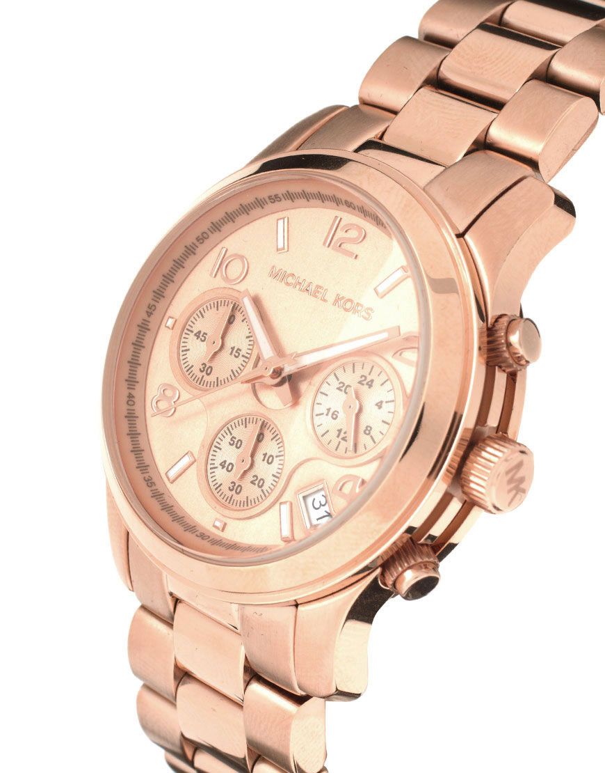 Michael Kors Runway Rose Gold Chronograph Watch Mk In Pink Lyst