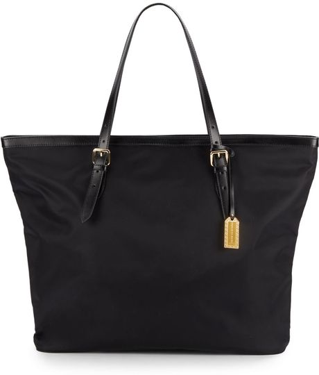Saks Fifth Avenue Black Kendra Leathertrimmed Large Tote Bag in Black | Lyst