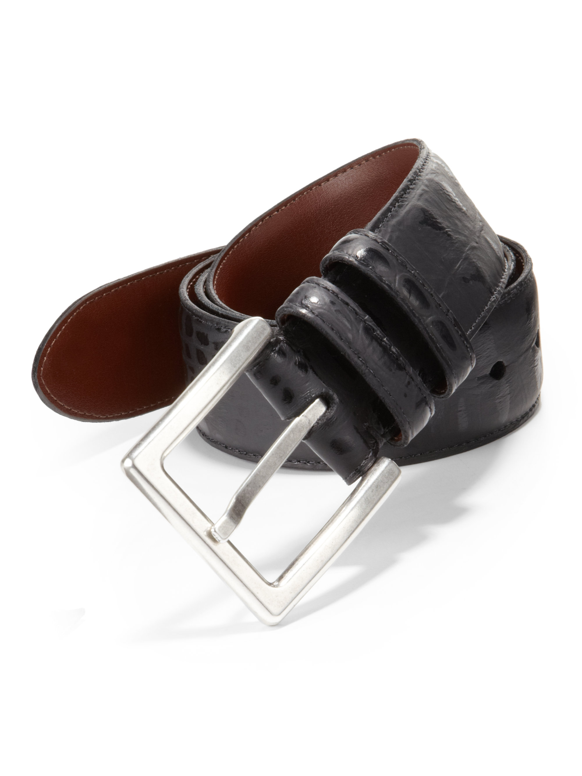 Saks Fifth Avenue Black Label Alligatorembossed Leather Belt in Black for Men | Lyst