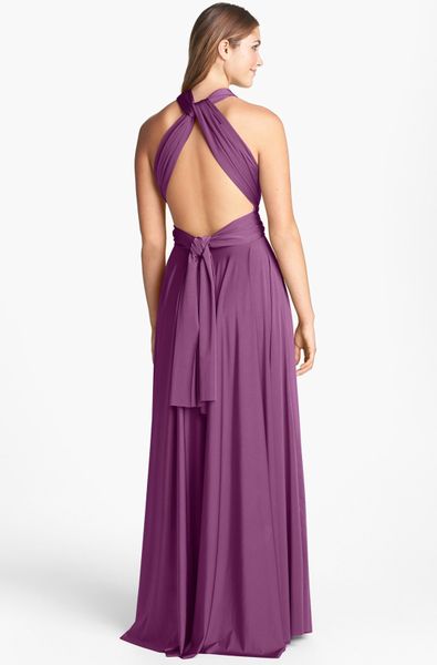 Twobirds Bridesmaid Twobirds Convertible Jersey Gown in Purple ...