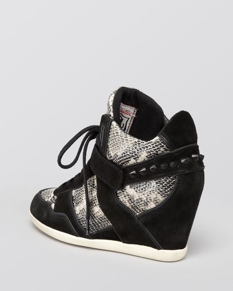 black lace up wedge sneakers