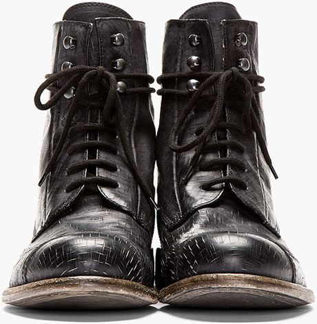 Diesel Black Gold Black Leather Cracked Danny_bo Boots in Black for Men
