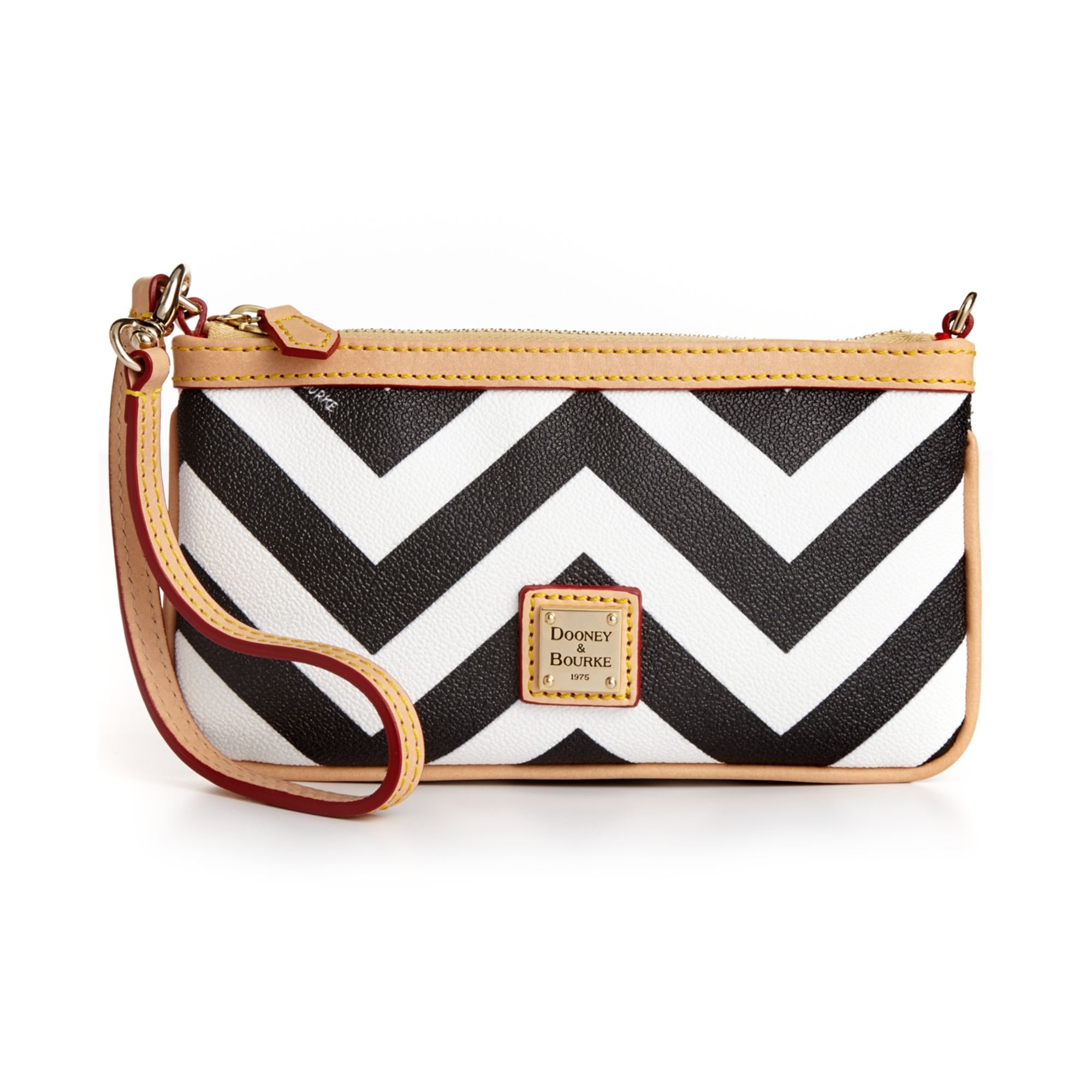 Dooney & Bourke Chevron Large Slim Wristlet in Black (BLACK/WHITE) Lyst