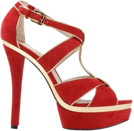 michael kors red platform sandals