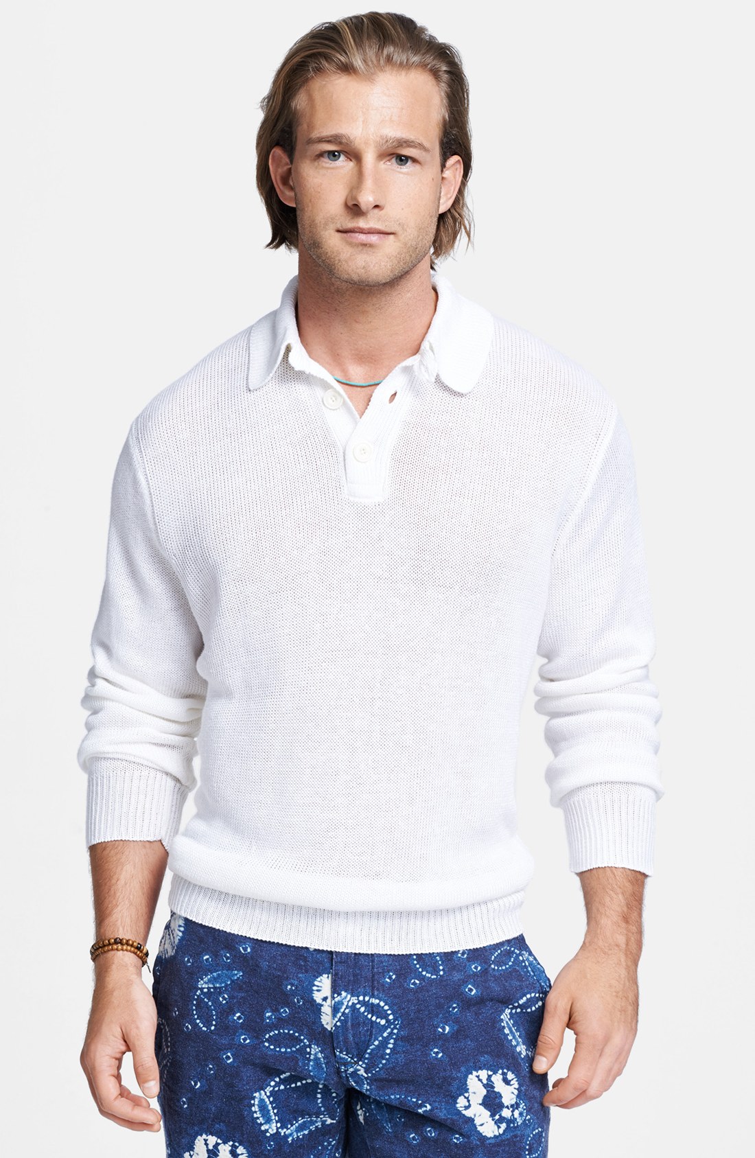 white linen sweater
