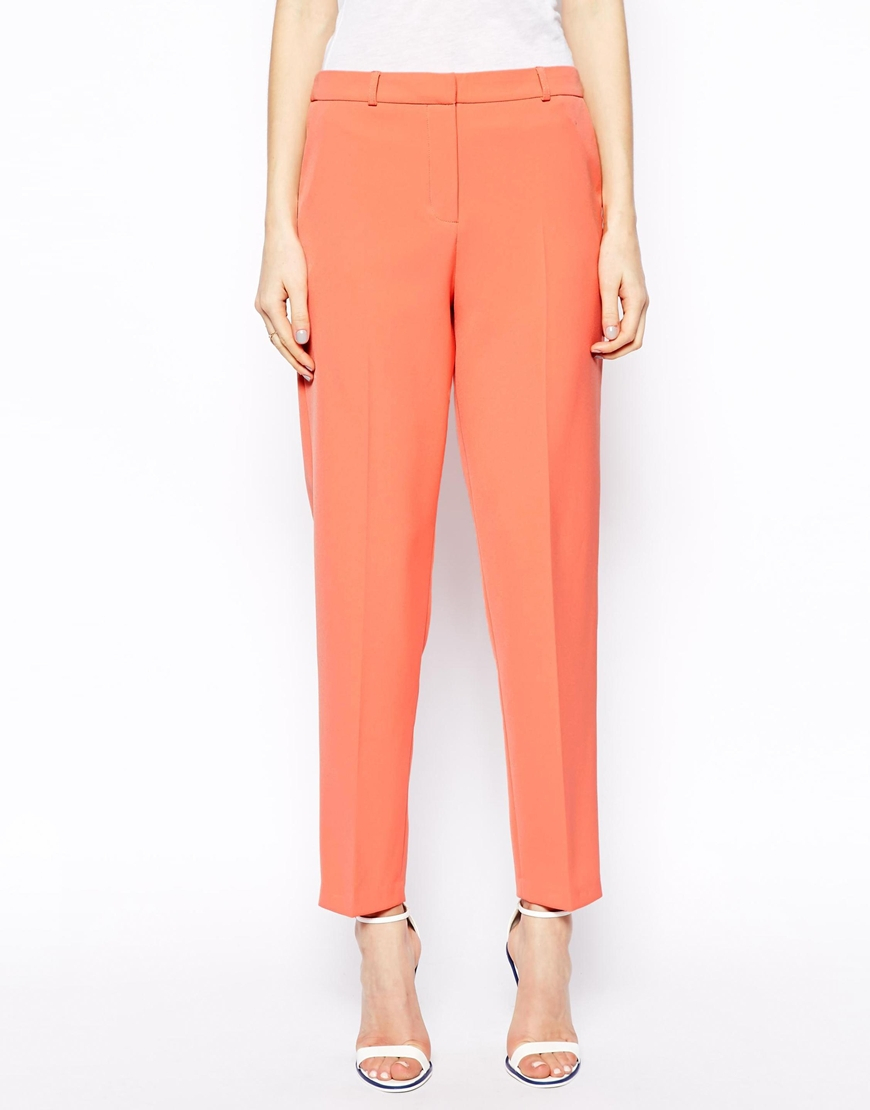 Asos Trousers in Slim Ankle Grazer in Pink (Coral) Lyst