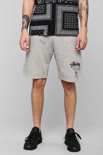 Urban Outfitters Stussy World Tour Sweat Short in Gray for Men (GREY ...