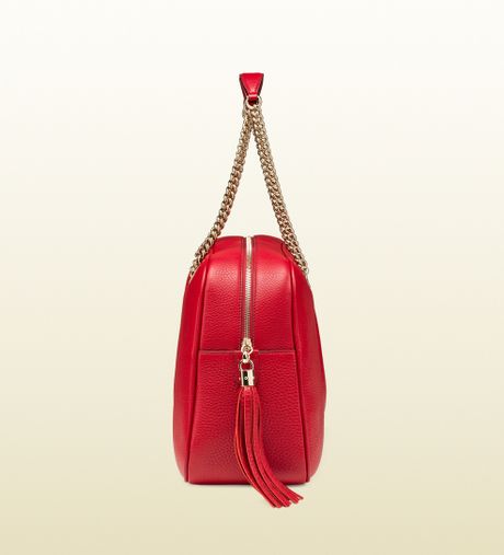 Gucci Soho Leather Chain Shoulder Bag in Red | Lyst