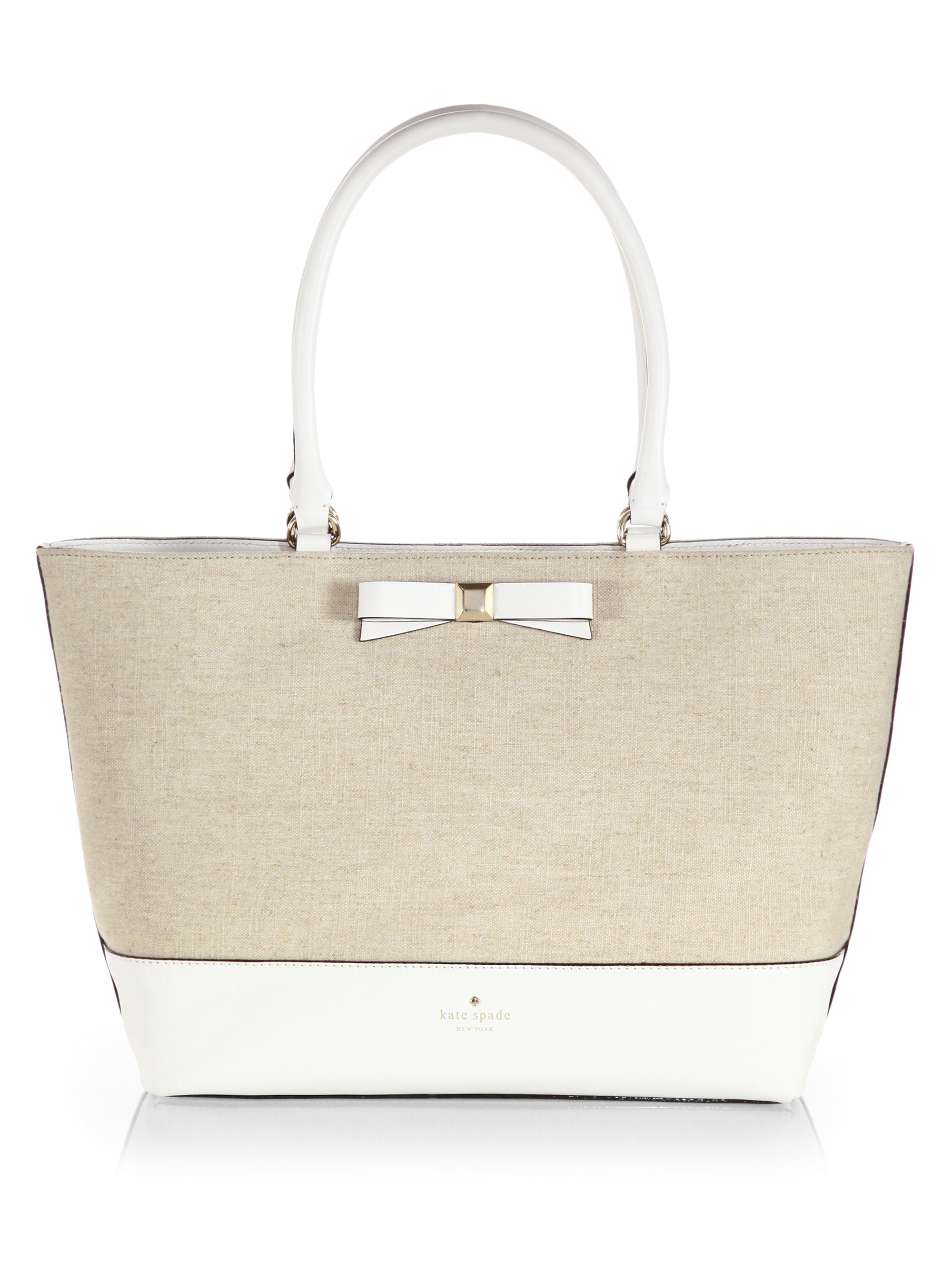 kate spade white leather tote