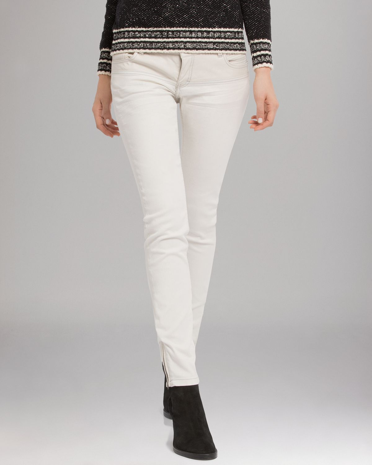 Maje Jeans Faux Leather Belted in White (Ecru) | Lyst