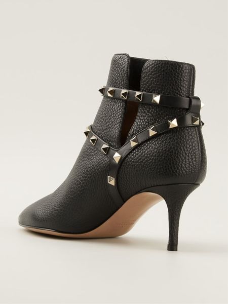 valentino black rockstud ankle boots