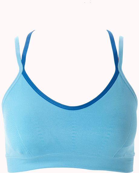 Forever 21 Low Impact - Strappy Back Sports Bra in Blue (SKY BLUE)