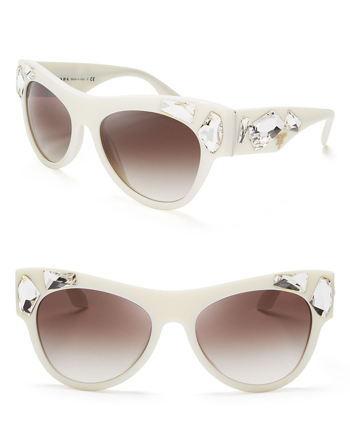 Prada Oversized Crystal Cat Eye Sunglasses In White Ivory Lyst 0601