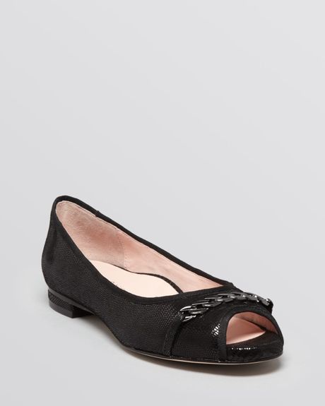 peep toe black flats