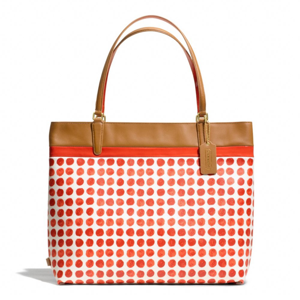 Coach Tote In Painted Dot Coated Canvas in Red (BRASS/LOVE RED MULTICOLOR) | Lyst
