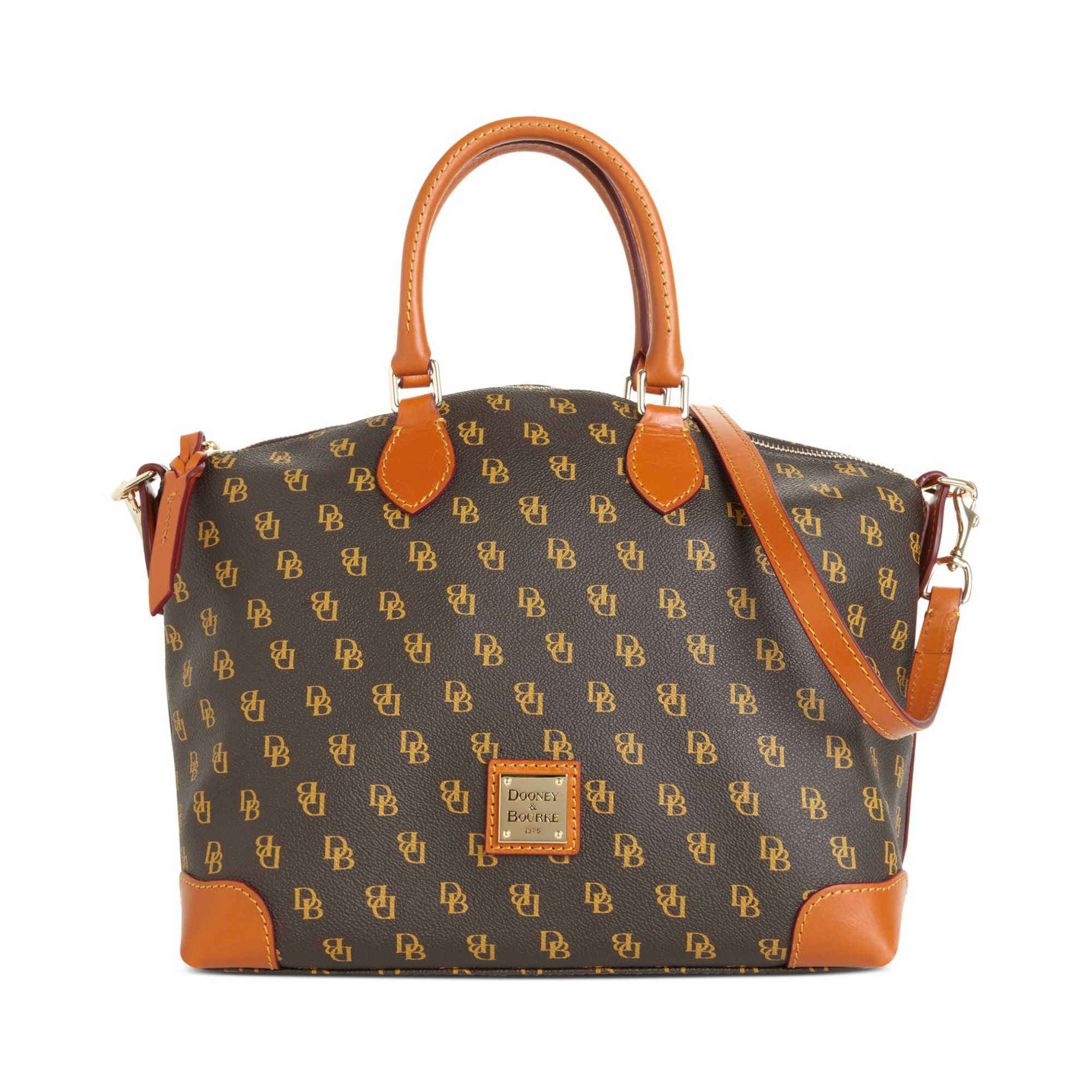 Dooney & Bourke Gretta Signature Satchel In Brown (BROWN TMORO) | Lyst