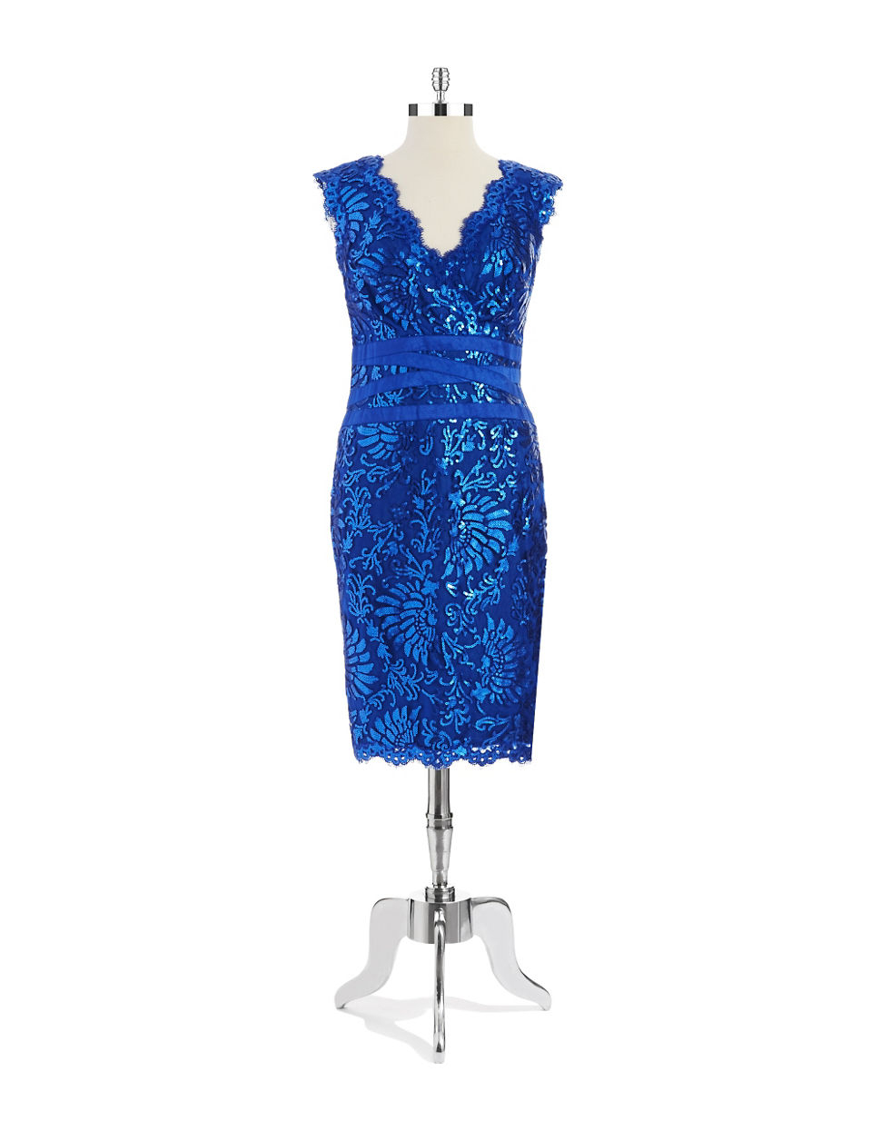 Tadashi Shoji Sequin Lace Dress In Blue Lapis Lyst