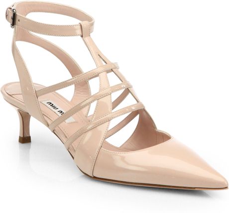 Miu Miu Kitten Heel Leather Pumps in Black | Lyst