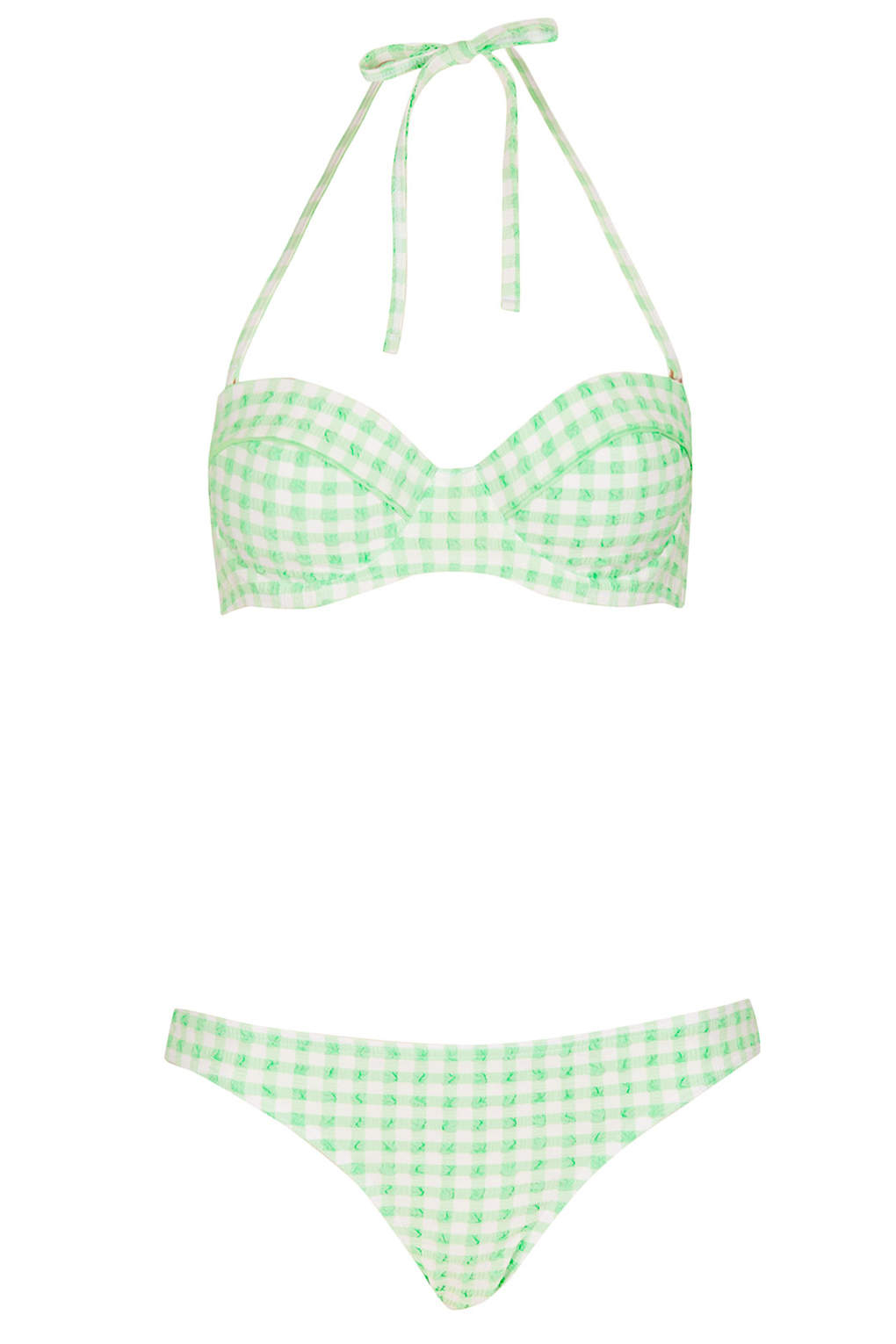 Topshop Apple Green Gingham Bikini In Green Lyst