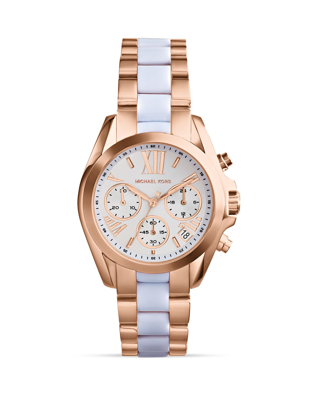 Michael Kors Rose Goldtone White Mini Bradshaw Watch 36mm in Gold ...