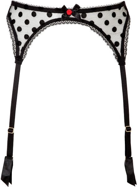 Agent Provocateur Polka Dot Rosalyn Garter Belt In Black Lyst