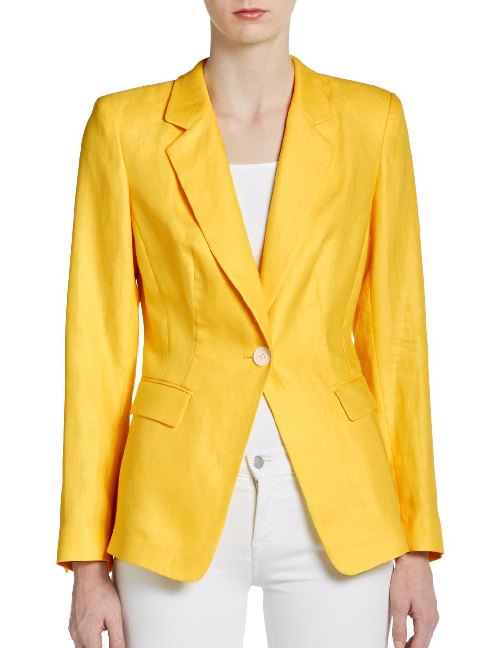 Lafayette 148 New York Stelly Linen Blazer in Yellow (lemon drop) Lyst