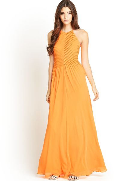 Ted Baker Corkia Pleated Maxi Dress In Orange (tangerine) | Lyst