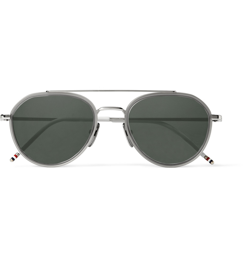 Thom Metal Silver thom browne aviatorframe acetate and metal mirrored Thom Metal Silver thom browne aviatorframe acetate and metal mirrored