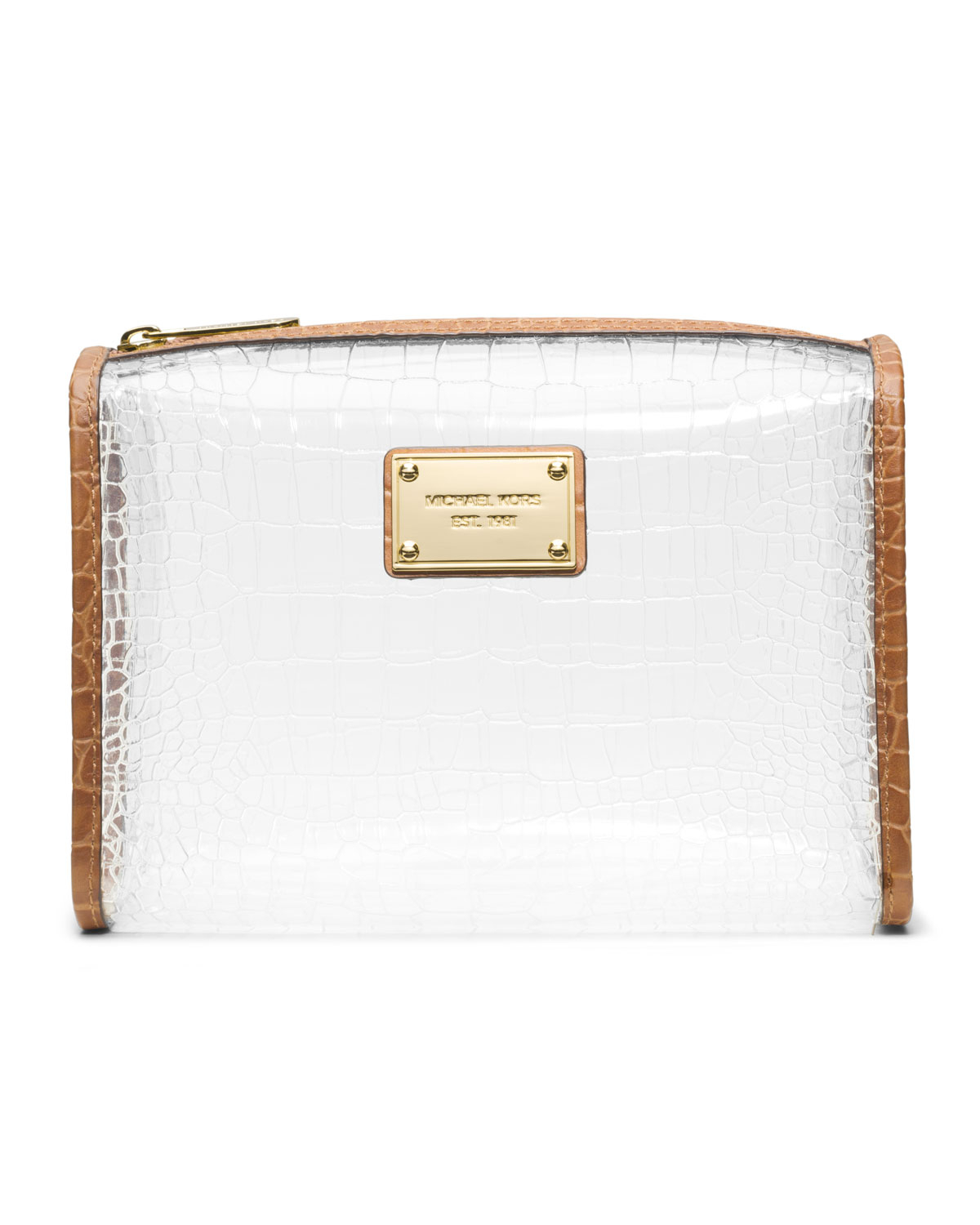 Michael Michael Kors Large Nora Clear Cosmetic Bag in White (BARLEY) | Lyst