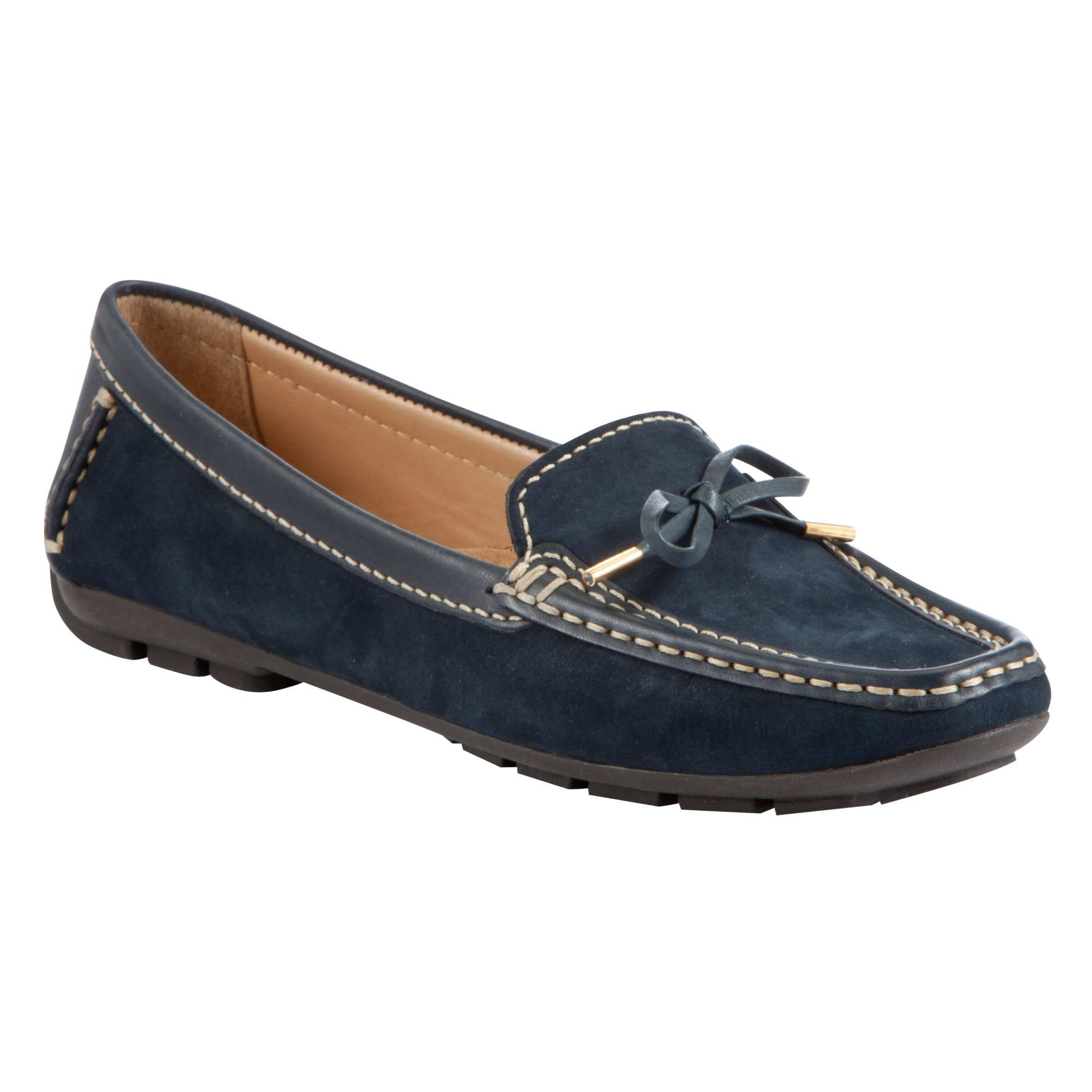 John Lewis Vermont Nubuck Leather Trim Moccasin Loafers in Blue (Navy ...