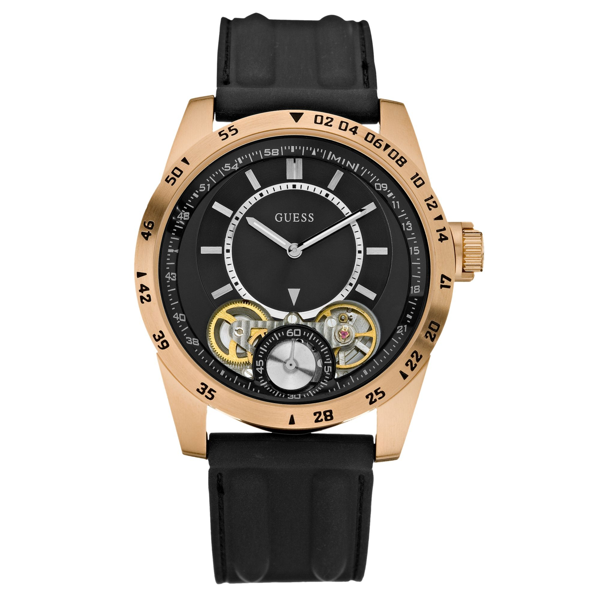 Guess Watch Mens Black Silicone Strap 46mm in Black for Men Lyst