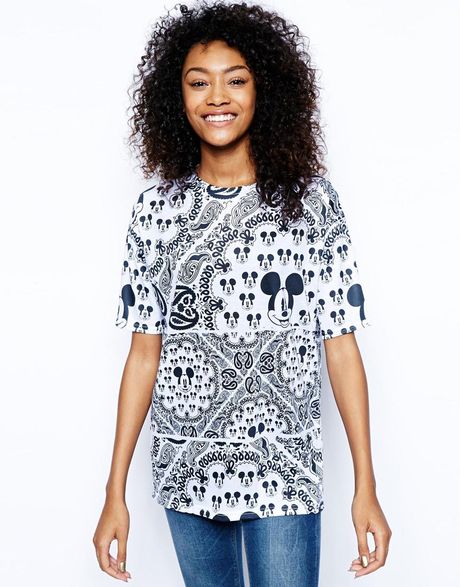 asos tunic with all mickey mouse print in black blackwhite lyst asos tunic with all mickey mouse print in black blackwhite lyst