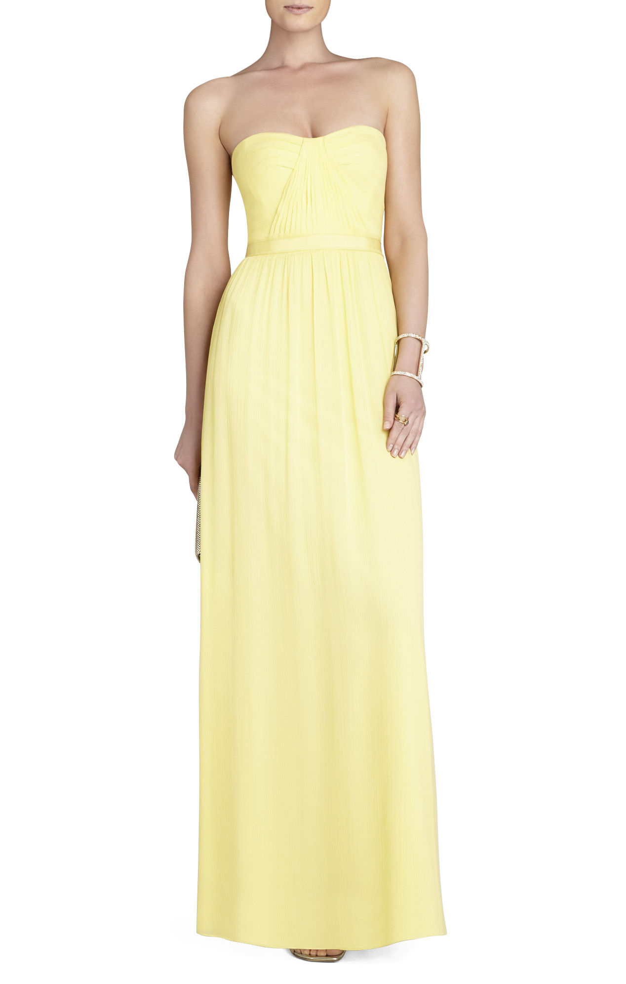 ... Amber Cascade Strapless Dress in Yellow (CELESTIAL YELLOW