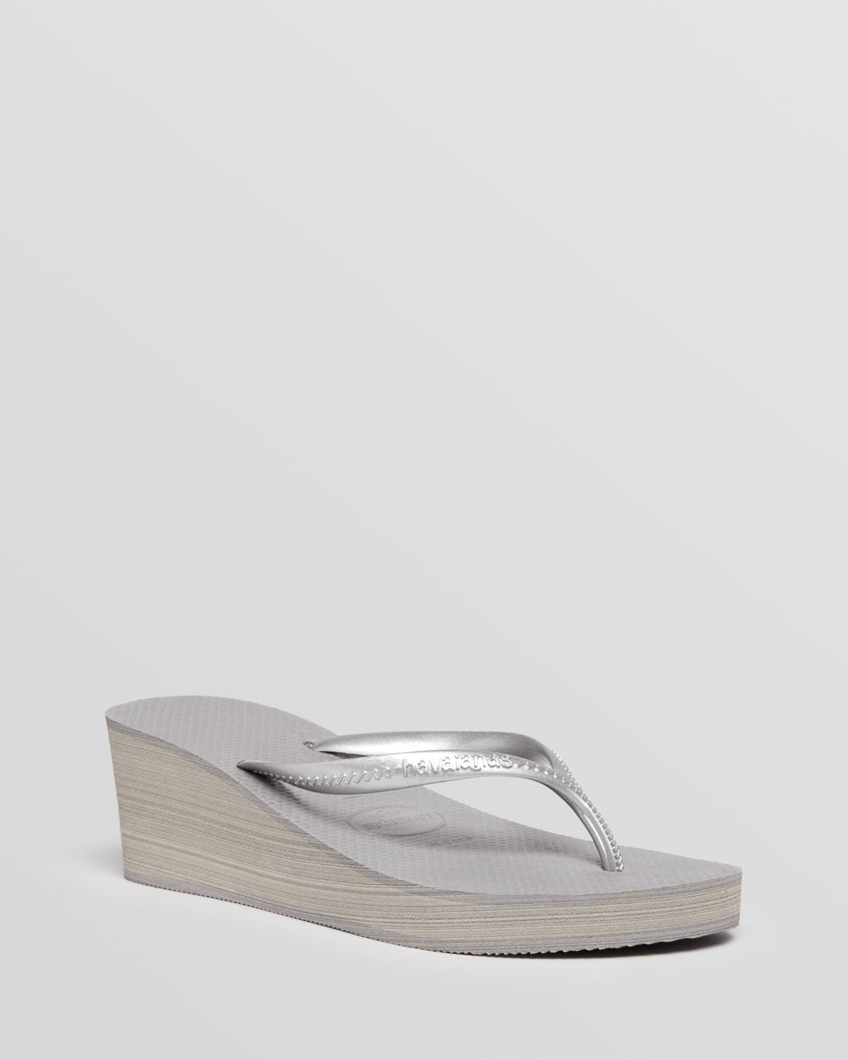 ... Platform Wedge Flip Flops - High Fashion in Gray (Grey) | Lyst