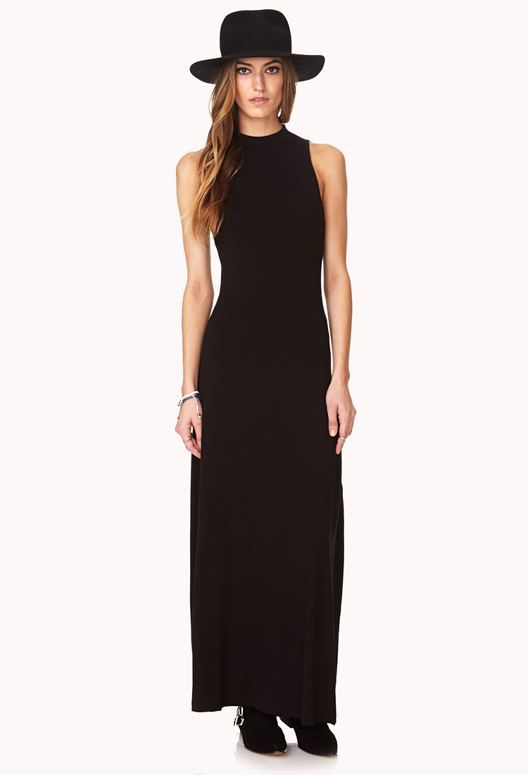 Forever 21 Sleek Cut Out Maxi Dress in Black