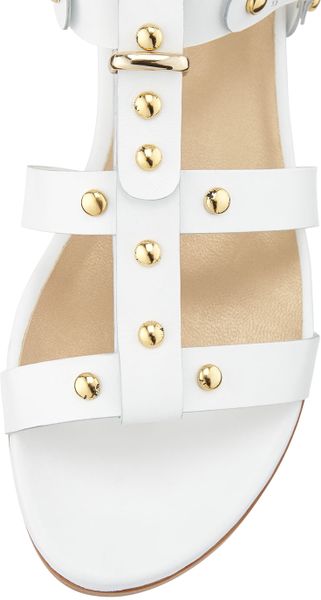 Stuart Weitzman On-The-Run Leather Gladiator Sandal in White | Lyst