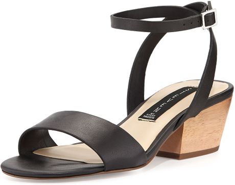 Steven By Steve Madden Caley Leather Chunky Heel Sandal Black in Black ...