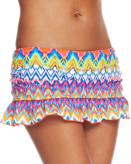 Kenneth Cole Reaction Zigzag Rufflehem Swim Skirt In Multicolor Multi Lyst 7927