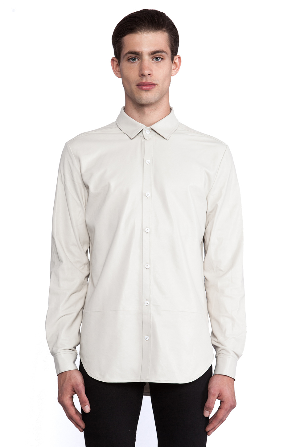 Blk Dnm Leather Shirt 15 in White for Men (Dust White) Lyst