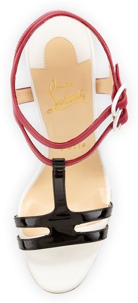christian louboutin double l patent red sole sandals